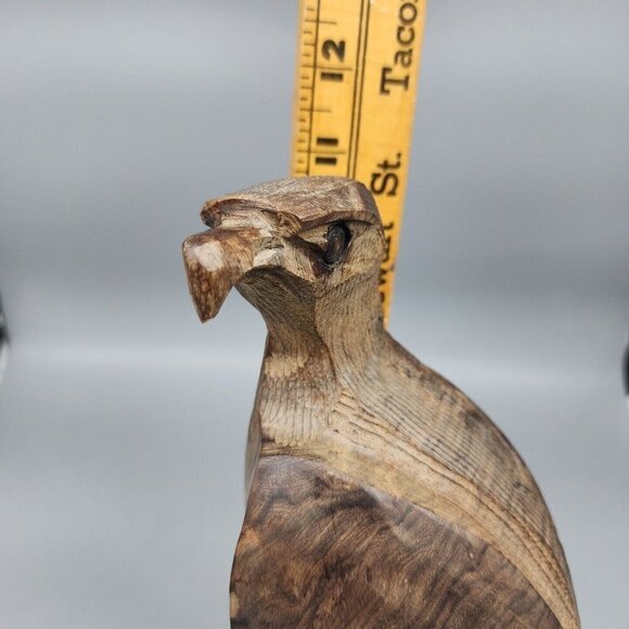 Vintage Ironwood Hawk Falcon Eagle Hand Carved Wooden Figurine Statue Bird 11" - Picture 8 of 9